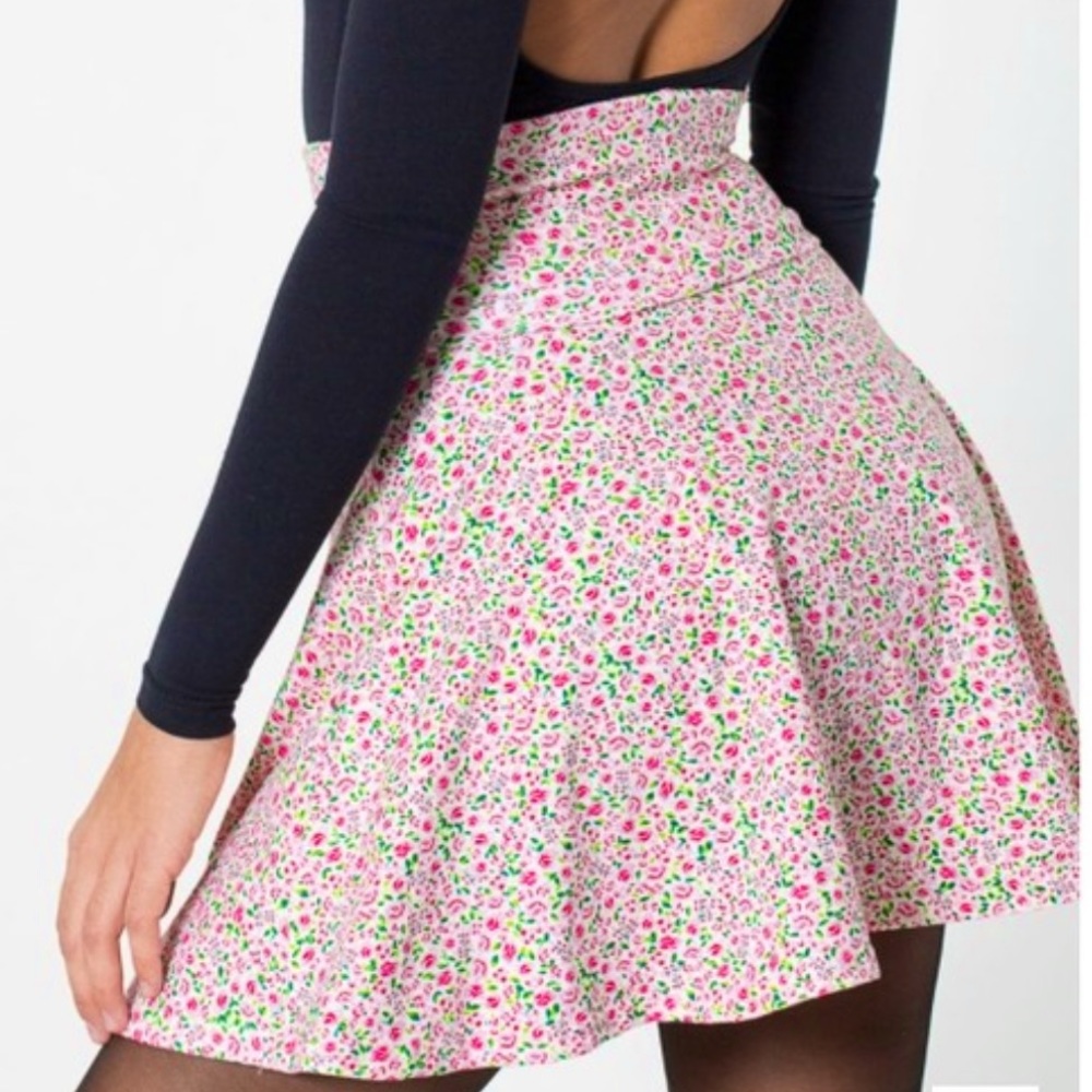 American Apparel Floral Circle Skater Skirt size small